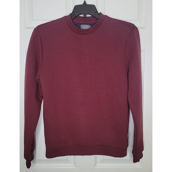 Peter Werth N.1 Sweater Ribbed Cotton Blend Burgundy Long Sleeve Men's Medium - Picture 2 of 12